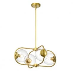 Keeray 24 in. 4-Light Indoor Gold Chandelier with Light Kit by Warehouse of Tiffany