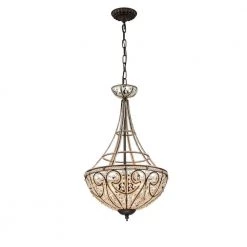 Gaspard 15 in. 4-Light Indoor Gold Pendant Lamp with Light Kit by Warehouse of Tiffany