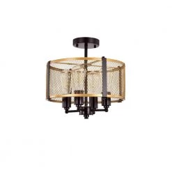 Leland 13 in. 4-Light Gold Indoor Semi-Flush Mount with Light Kit by Warehouse of Tiffany