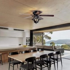 Haley 52 in. 3-Light Indoor Black Finish Ceiling Fan with Light Kit by Warehouse of Tiffany -Warehouse of Tiffany Shop iron black warehouse of tiffany ceiling fans with lights cfl 8501remo mb 31 1000