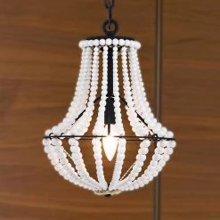 Rosa 11 in. 1-Light Indoor Iron Black and Gloss White Pendant Ceiling Light by Warehouse of Tiffany