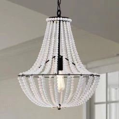 Roly 16 in. 1-Light Indoor Iron Black and White Pendant Ceiling Light by Warehouse of Tiffany