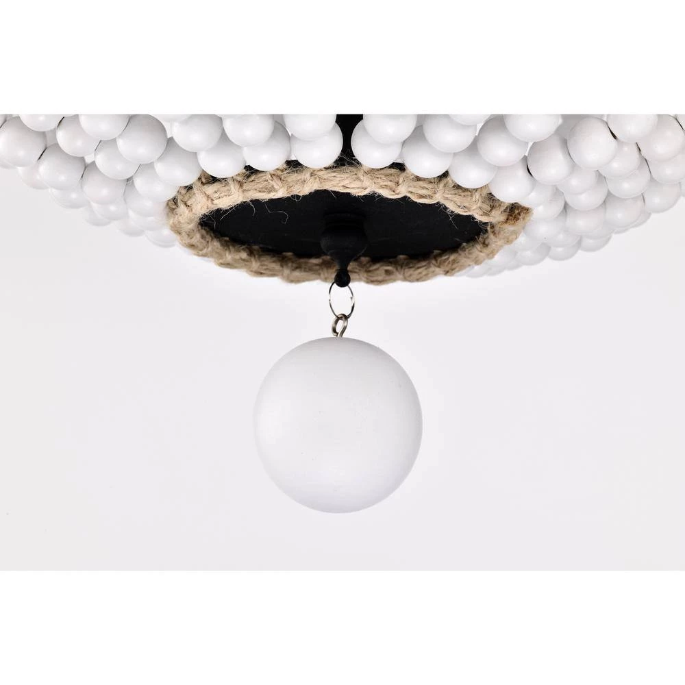 Hudson 16 in. 3-Light Indoor Iron Black and Gloss White Flush Mount Ceiling Light with Light Kit by Warehouse of Tiffany 5 Hudson 16 in. 3-Light Indoor Iron Black and Gloss White Flush Mount Ceiling Light with Light Kit by Warehouse of Tiffany - Image 3