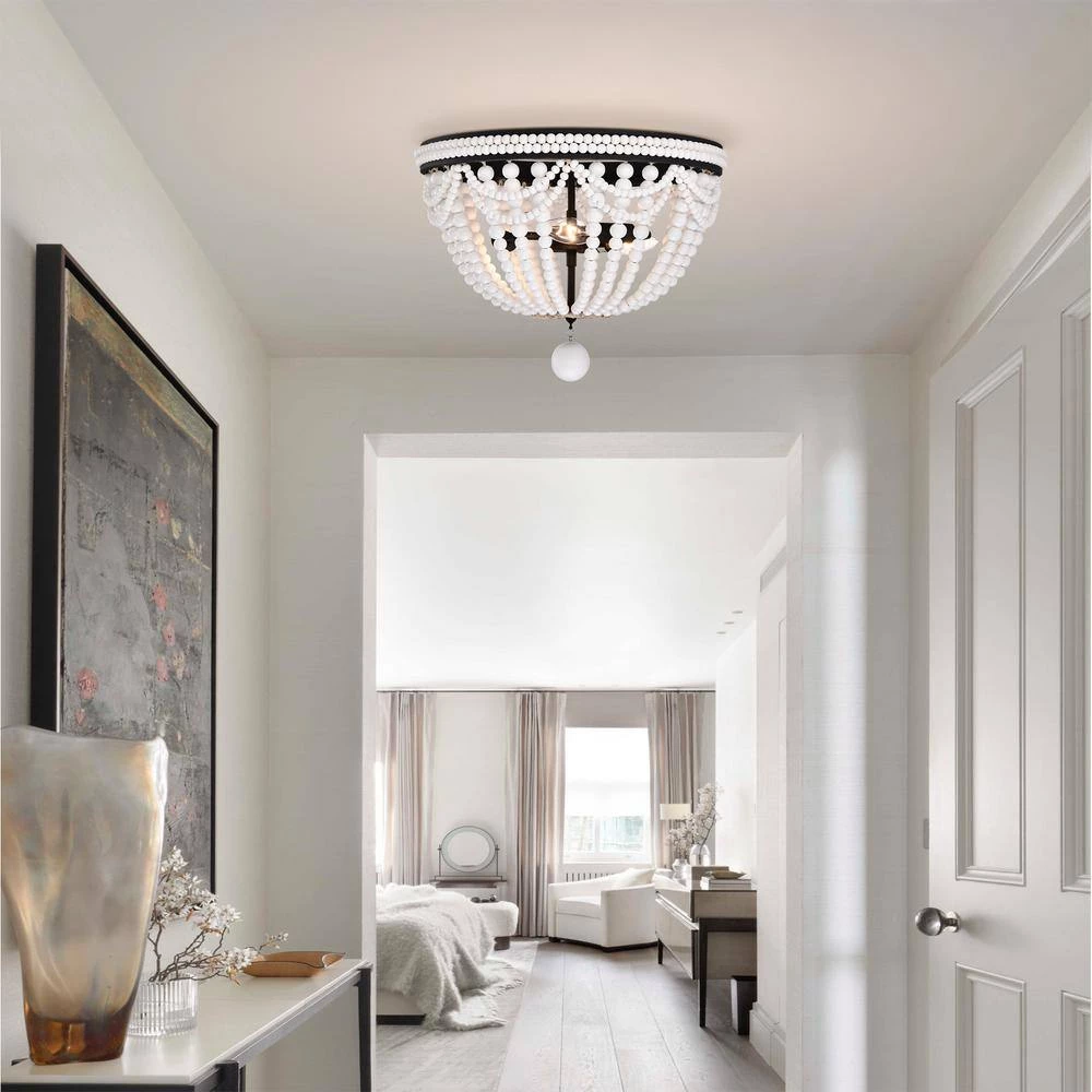 Hudson 16 in. 3-Light Indoor Iron Black and Gloss White Flush Mount Ceiling Light with Light Kit by Warehouse of Tiffany 12 Hudson 16 in. 3-Light Indoor Iron Black and Gloss White Flush Mount Ceiling Light with Light Kit by Warehouse of Tiffany - Image 10