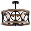 Shacer 3-Light Matte Black Imitation Wood Grain Chandelier by Warehouse of Tiffany
