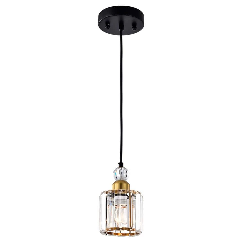 Sree 6 in. 1-Light Indoor Matte Black and Brass Pendant with Light Kit by Warehouse of Tiffany 7 Sree 6 in. 1-Light Indoor Matte Black and Brass Pendant with Light Kit by Warehouse of Tiffany - Image 5