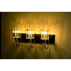 Gambit 22 in. 3-Light Matte Black and Brass Finish Indoor Wall Sconce with Light Kit by Warehouse of Tiffany -Warehouse of Tiffany Shop matte black and brass warehouse of tiffany vanity lighting 3001 3w 1f 1000
