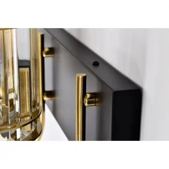 Gambit 22 in. 3-Light Matte Black and Brass Finish Indoor Wall Sconce with Light Kit by Warehouse of Tiffany -Warehouse of Tiffany Shop matte black and brass warehouse of tiffany vanity lighting 3001 3w 44 1000
