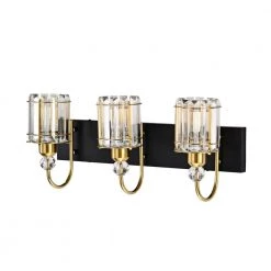 Gambit 22 in. 3-Light Matte Black and Brass Finish Indoor Wall Sconce with Light Kit by Warehouse of Tiffany -Warehouse of Tiffany Shop matte black and brass warehouse of tiffany vanity lighting 3001 3w c3 1000