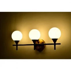 Aeneas 17 in. 3-Light Indoor Matte Black and Brass Wall Sconce with Light Kit by Warehouse of Tiffany -Warehouse of Tiffany Shop matte black and brass warehouse of tiffany vanity lighting 3003 3w 1f 1000