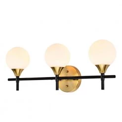 Aeneas 17 in. 3-Light Indoor Matte Black and Brass Wall Sconce with Light Kit by Warehouse of Tiffany -Warehouse of Tiffany Shop matte black and brass warehouse of tiffany vanity lighting 3003 3w 4f 1000