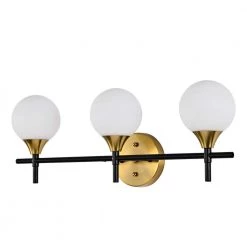 Aeneas 17 in. 3-Light Indoor Matte Black and Brass Wall Sconce with Light Kit by Warehouse of Tiffany