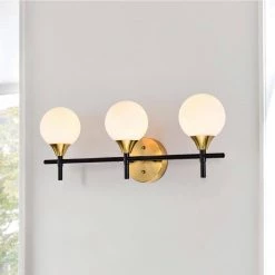 Aeneas 17 in. 3-Light Indoor Matte Black and Brass Wall Sconce with Light Kit by Warehouse of Tiffany -Warehouse of Tiffany Shop matte black and brass warehouse of tiffany vanity lighting 3003 3w c3 1000