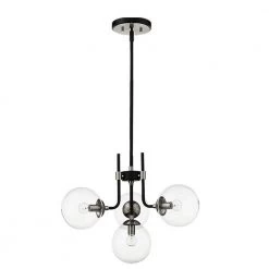 Teresa 41 in. 4-Light Indoor Matte Black and Brushed Nickel Chandelier with Light Kit by Warehouse of Tiffany