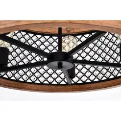 Pomine 24 in. 5-Light Indoor Matte Black and Faux Wood Grain Semi-Flush Mount Ceiling Light with Light Kit by Warehouse of Tiffany -Warehouse of Tiffany Shop matte black and faux wood grain warehouse of tiffany flush mount lights cd035 5ib 1d 1000