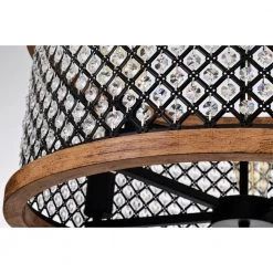 Pomine 24 in. 5-Light Indoor Matte Black and Faux Wood Grain Semi-Flush Mount Ceiling Light with Light Kit by Warehouse of Tiffany -Warehouse of Tiffany Shop matte black and faux wood grain warehouse of tiffany flush mount lights cd035 5ib 76 1000