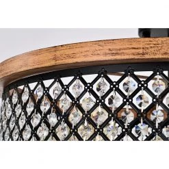 Pomine 24 in. 5-Light Indoor Matte Black and Faux Wood Grain Semi-Flush Mount Ceiling Light with Light Kit by Warehouse of Tiffany -Warehouse of Tiffany Shop matte black and faux wood grain warehouse of tiffany flush mount lights cd035 5ib fa 1000