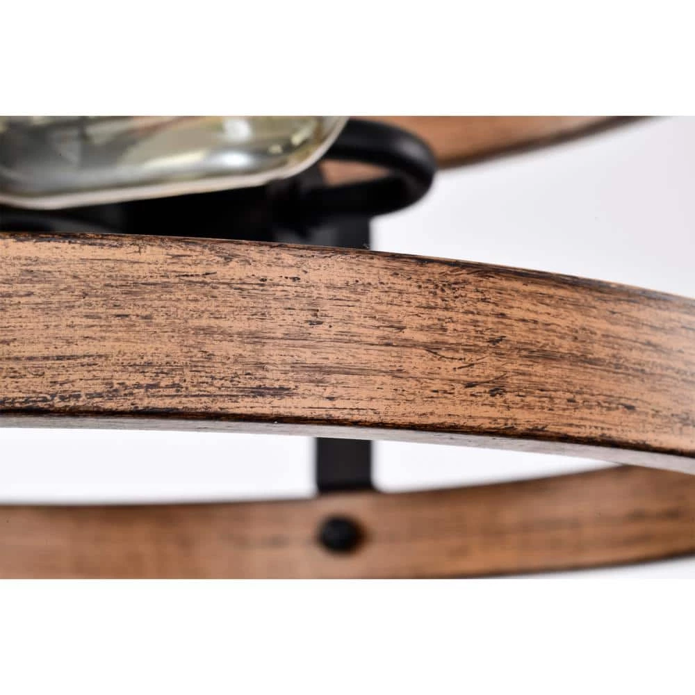 Deyan 14 in. Drum Shape Imitation Wood Semi Flush Mount 2-Light by Warehouse of Tiffany 9 Deyan 14 in. Drum Shape Imitation Wood Semi Flush Mount 2-Light by Warehouse of Tiffany - Image 7