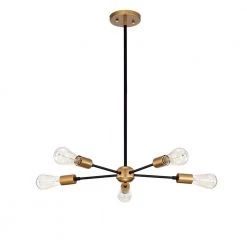Brent 21.7 in. 5-Light Indoor Matte Black and Gold Chandelier with Light Kit by Warehouse of Tiffany -Warehouse of Tiffany Shop matte black and gold warehouse of tiffany chandeliers 2005 5pb 44 1000