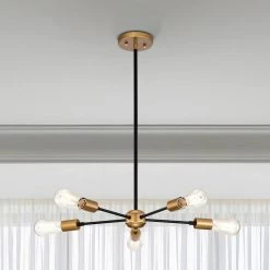 Brent 21.7 in. 5-Light Indoor Matte Black and Gold Chandelier with Light Kit by Warehouse of Tiffany -Warehouse of Tiffany Shop matte black and gold warehouse of tiffany chandeliers 2005 5pb 4f 1000
