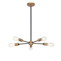 Brent 21.7 in. 5-Light Indoor Matte Black and Gold Chandelier with Light Kit by Warehouse of Tiffany