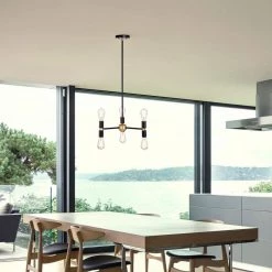 Rina 18.9 in. 6-Light Indoor Matte Black and Gold Chandelier with Light Kit by Warehouse of Tiffany -Warehouse of Tiffany Shop matte black and gold warehouse of tiffany chandeliers 2009 6p 31 1000