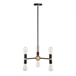 Rina 18.9 in. 6-Light Indoor Matte Black and Gold Chandelier with Light Kit by Warehouse of Tiffany -Warehouse of Tiffany Shop matte black and gold warehouse of tiffany chandeliers 2009 6p 44 1000