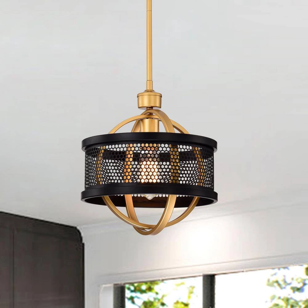 Lorelei 1-Light Matte Black and Gold Indoor Chandelier with Light Kit by Warehouse of Tiffany 6 Lorelei 1-Light Matte Black and Gold Indoor Chandelier with Light Kit by Warehouse of Tiffany - Image 4