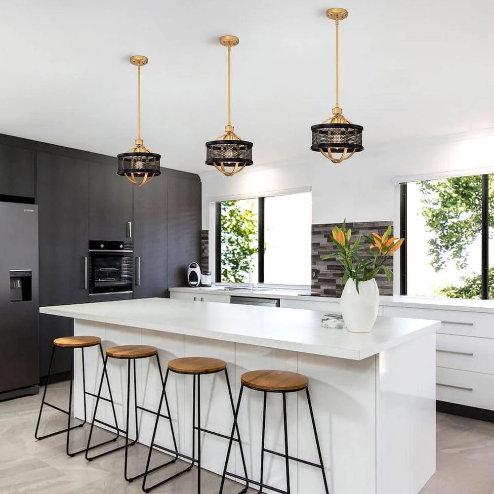 Lorelei 1-Light Matte Black and Gold Indoor Chandelier with Light Kit by Warehouse of Tiffany 4 Lorelei 1-Light Matte Black and Gold Indoor Chandelier with Light Kit by Warehouse of Tiffany - Image 2