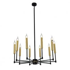 Mizba 30 in. Matte Black and Gold Candlestick 10-Light LED Chandelier Modern by Warehouse of Tiffany -Warehouse of Tiffany Shop matte black and gold warehouse of tiffany chandeliers wty771 c3 1000