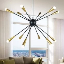 Kanmee 38.2 in. 12-Light Indoor Matte Black and Gold Chandelier with Light Kit by Warehouse of Tiffany