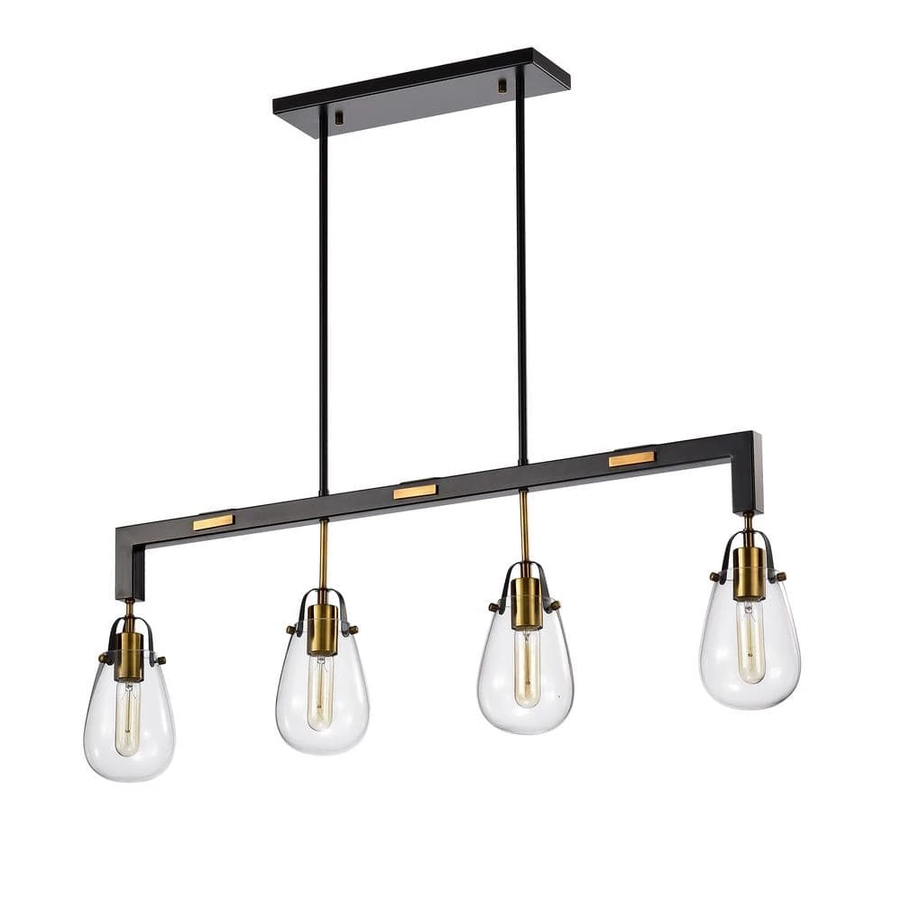 Nekane 41 in. 4-Light Matte Black Indoor Chandelier with Light Kit by Warehouse of Tiffany 3 Nekane 41 in. 4-Light Matte Black Indoor Chandelier with Light Kit by Warehouse of Tiffany