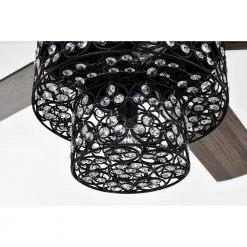 Hasna 52 in. 4-Light Indoor Matte Black Ceiling Fan with Light Kit and Remote by Warehouse of Tiffany -Warehouse of Tiffany Shop matte black warehouse of tiffany ceiling fans with lights al03p01mb 1d 1000