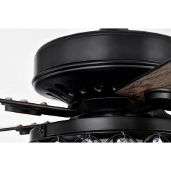 Hasna 52 in. 4-Light Indoor Matte Black Ceiling Fan with Light Kit and Remote by Warehouse of Tiffany -Warehouse of Tiffany Shop matte black warehouse of tiffany ceiling fans with lights al03p01mb 44 1000