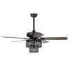 Hasna 52 in. 4-Light Indoor Matte Black Ceiling Fan with Light Kit and Remote by Warehouse of Tiffany -Warehouse of Tiffany Shop matte black warehouse of tiffany ceiling fans with lights al03p01mb 64 1000