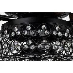 Hasna 52 in. 4-Light Indoor Matte Black Ceiling Fan with Light Kit and Remote by Warehouse of Tiffany -Warehouse of Tiffany Shop matte black warehouse of tiffany ceiling fans with lights al03p01mb 76 1000