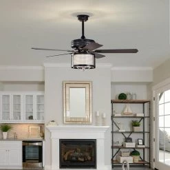 Kantuta 52 in. 2-Light Indoor Matte Black Finish Ceiling Fan Chandelier with Light Kit by Warehouse of Tiffany -Warehouse of Tiffany Shop matte black warehouse of tiffany ceiling fans with lights aw01w07bn 31 1000
