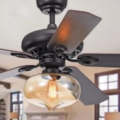 Figuera 52 in. Indoor Matte Black Remote Controlled Ceiling Fan with Light Kit by Warehouse of Tiffany -Warehouse of Tiffany Shop matte black warehouse of tiffany ceiling fans with lights cfl 8343remo c3 1000