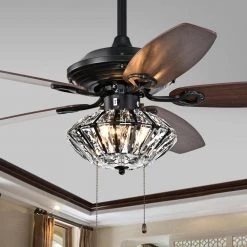 Copper 52 in. Black Indoor Hand Pull Chain Ceiling Fan with Light Kit by Warehouse of Tiffany -Warehouse of Tiffany Shop matte black warehouse of tiffany ceiling fans with lights cfl 8366mb c3 1000