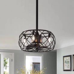 Kjell 17 in. Black Indoor Remote Controlled Fandelier with Light Kit by Warehouse of Tiffany 7 Kjell 17 in. Black Indoor Remote Controlled Fandelier with Light Kit by Warehouse of Tiffany -Warehouse of Tiffany Shop matte black warehouse of tiffany ceiling fans with lights cfl 8476s mb 31 1000