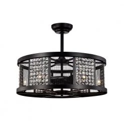 Hania 29 in. 6-Light Indoor Matte Black Ceiling Fan with Light Kit by Warehouse of Tiffany