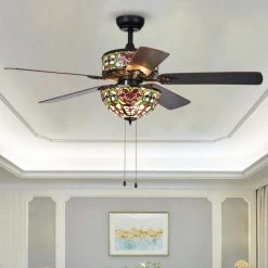 Ransoe 52 in. Indoor Matte Black Ceiling Fan with Light Kit by Warehouse of Tiffany -Warehouse of Tiffany Shop matte black warehouse of tiffany ceiling fans with lights cfl8284bl e1 1000