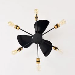 Liviana 26 in. 6-Light Indoor Matte Black Ceiling Fan with Light Kit and Remote by Warehouse of Tiffany -Warehouse of Tiffany Shop matte black warehouse of tiffany ceiling fans with lights dl01p07mb 1d 1000