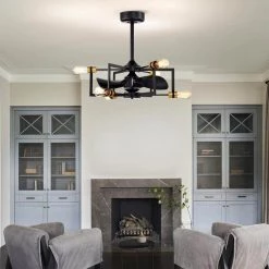 Liviana 26 in. 6-Light Indoor Matte Black Ceiling Fan with Light Kit and Remote by Warehouse of Tiffany -Warehouse of Tiffany Shop matte black warehouse of tiffany ceiling fans with lights dl01p07mb 31 1000