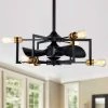Liviana 26 in. 6-Light Indoor Matte Black Ceiling Fan with Light Kit and Remote by Warehouse of Tiffany -Warehouse of Tiffany Shop matte black warehouse of tiffany ceiling fans with lights dl01p07mb 64 1000