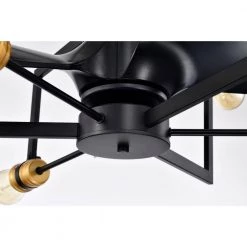 Liviana 26 in. 6-Light Indoor Matte Black Ceiling Fan with Light Kit and Remote by Warehouse of Tiffany -Warehouse of Tiffany Shop matte black warehouse of tiffany ceiling fans with lights dl01p07mb 76 1000