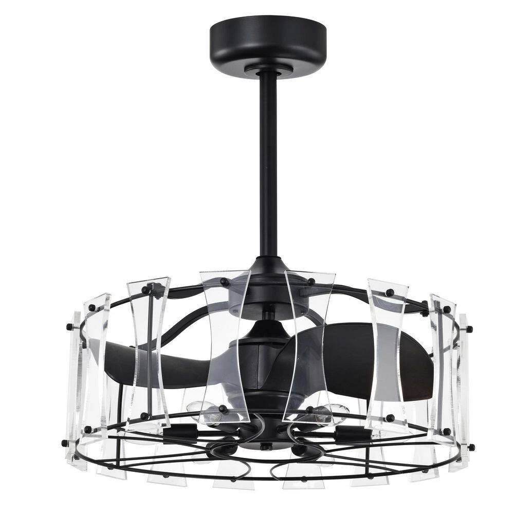 Vinney 25 in. 6-Light Indoor Matte Black Finish Ceiling Fan with Light Kit by Warehouse of Tiffany 7 Vinney 25 in. 6-Light Indoor Matte Black Finish Ceiling Fan with Light Kit by Warehouse of Tiffany - Image 5