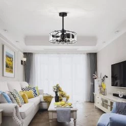 Vinney 25 in. 6-Light Indoor Matte Black Finish Ceiling Fan with Light Kit by Warehouse of Tiffany 19 Vinney 25 in. 6-Light Indoor Matte Black Finish Ceiling Fan with Light Kit by Warehouse of Tiffany -Warehouse of Tiffany Shop matte black warehouse of tiffany ceiling fans with lights dl01p08bt 31 1000