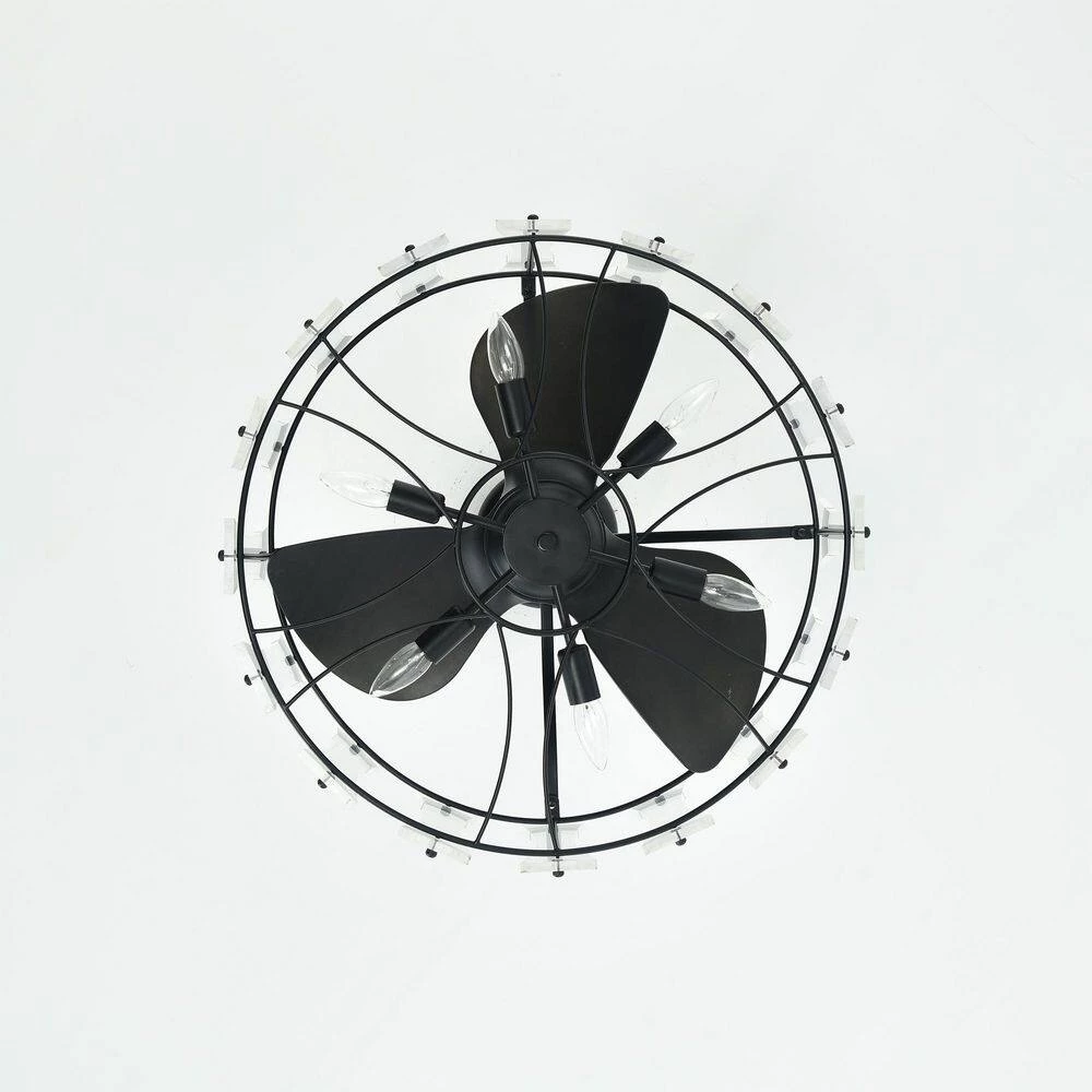 Vinney 25 in. 6-Light Indoor Matte Black Finish Ceiling Fan with Light Kit by Warehouse of Tiffany 8 Vinney 25 in. 6-Light Indoor Matte Black Finish Ceiling Fan with Light Kit by Warehouse of Tiffany - Image 6