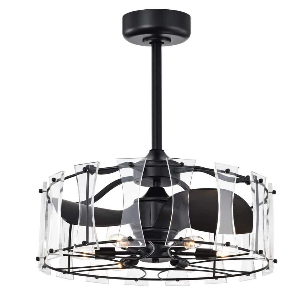 Vinney 25 in. 6-Light Indoor Matte Black Finish Ceiling Fan with Light Kit by Warehouse of Tiffany 3 Vinney 25 in. 6-Light Indoor Matte Black Finish Ceiling Fan with Light Kit by Warehouse of Tiffany